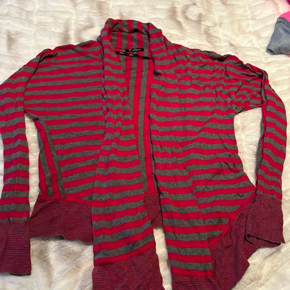 Extra small Guess red and gray striped cardigan - Picture 2 of 5